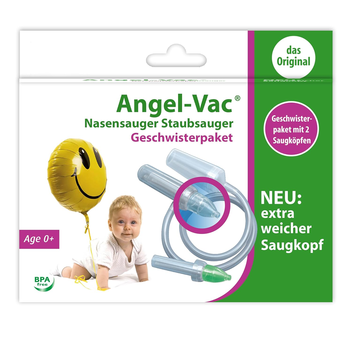 ANGEL-VAC Manueller Nasensekretsauger + 2 Aufsätze