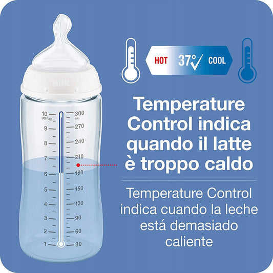 NUK zestaw Perfect Start 0-18 kontrola temperatury, butelka 300 ml ze smoczkiem i wskaźnikiem ciepła