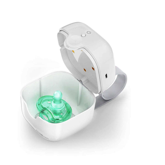 MUNCHKIN UV 59s podręczny STERYLIZATOR 7,5 cm do smoczków, biały, USB lub bateryjny