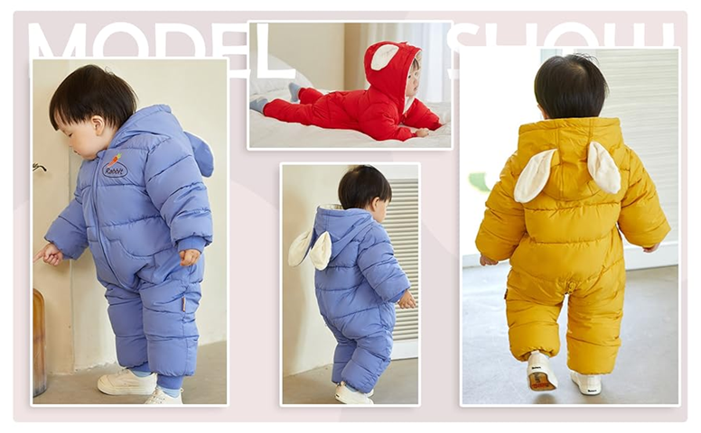 JIAMY Winteroverall mit Kapuze und Ohren 6-12 Monate 80