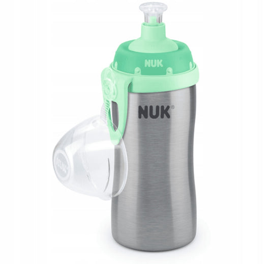 NUK Junior Cup BUTELKA STAL NIERDZEWNA ustnik push-pull 215 ml, zielona, stal 18/8, BPA free