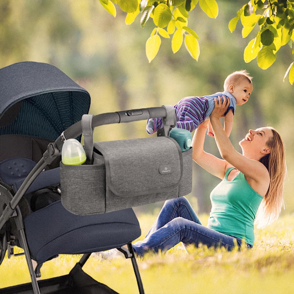 PHILORN Kinderwagen- und Umhängetasche 38 x 16 cm + Wickelunterlage
