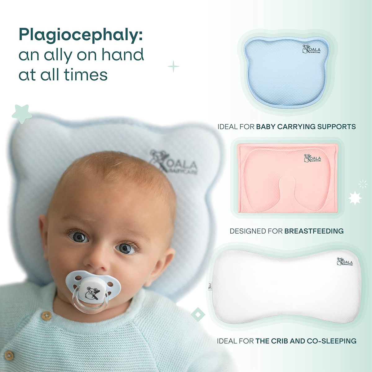 KOALA BABYCARE Babykissen + Bezug VERHINDERT Plagiozephalie