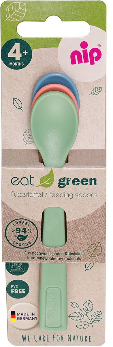 NIP Eat Green sada lžiček 3 kusy 14 cm 4 m+