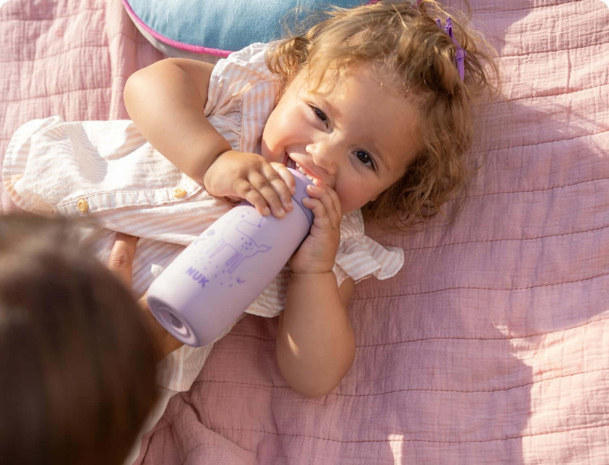 NUK Mini-Me Flip стоманена бутилка със сламка и накрайник 500 ml 12 m+
