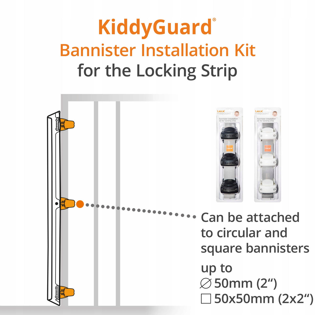 LASCAL KiddyGuard Treppenwangen-Befestigungsset für Gurt 14–50 mm