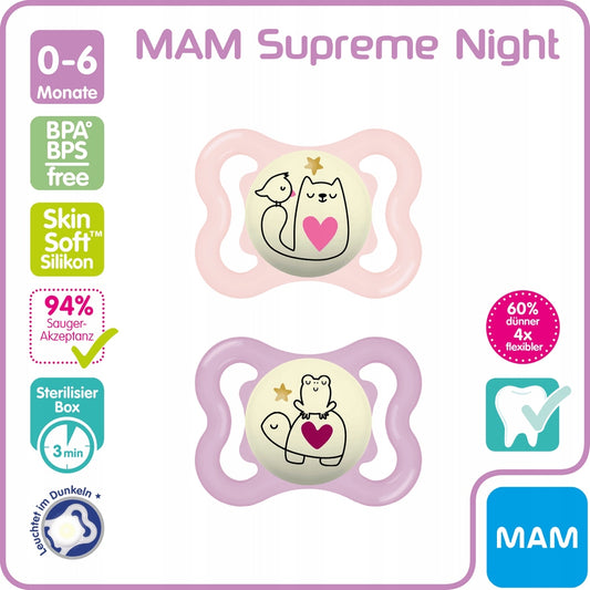MAM SUPREME NUIT silikonový dudlík 2-6 měsíců