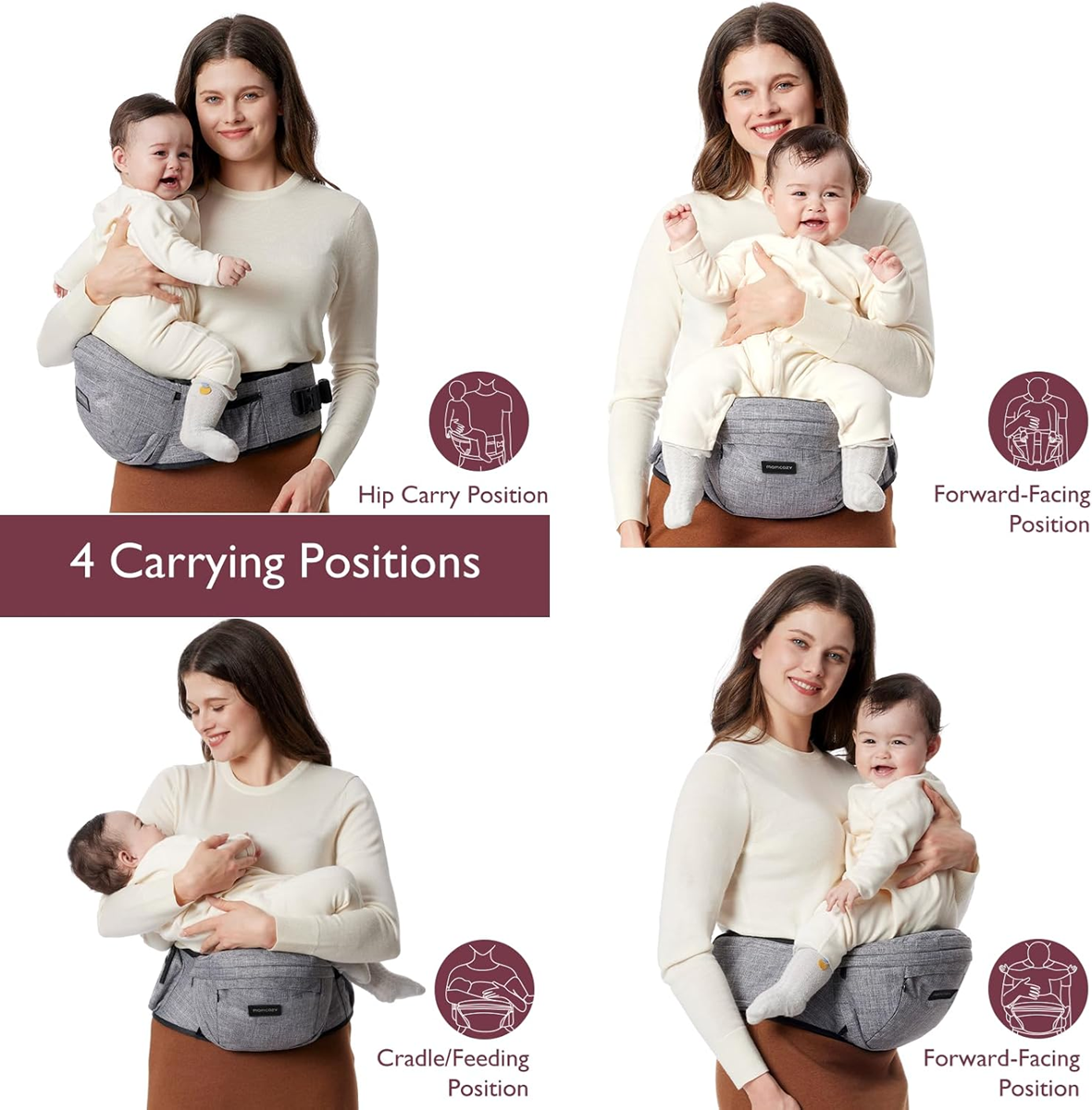 MOMCOZY Hüftsitz Babytrage bis 20kg