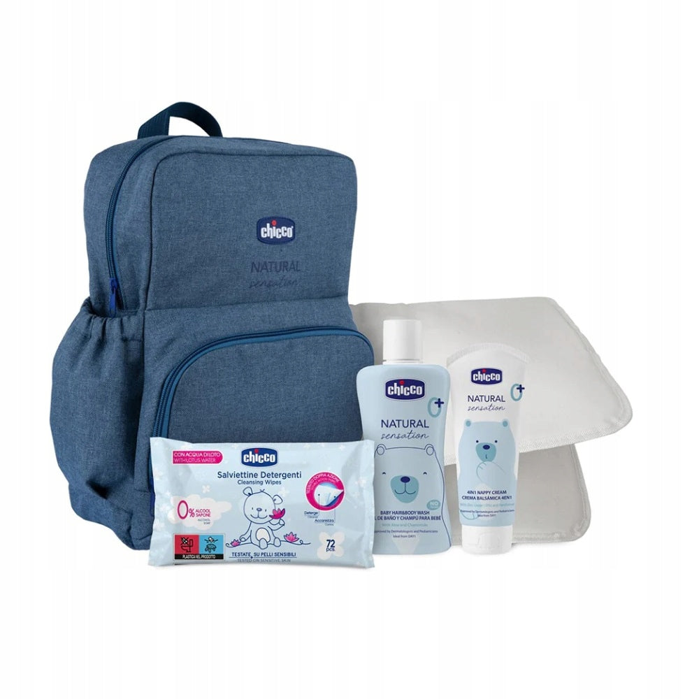 CHICCO NATURAL Rucksack Wickeltasche + Kosmetik