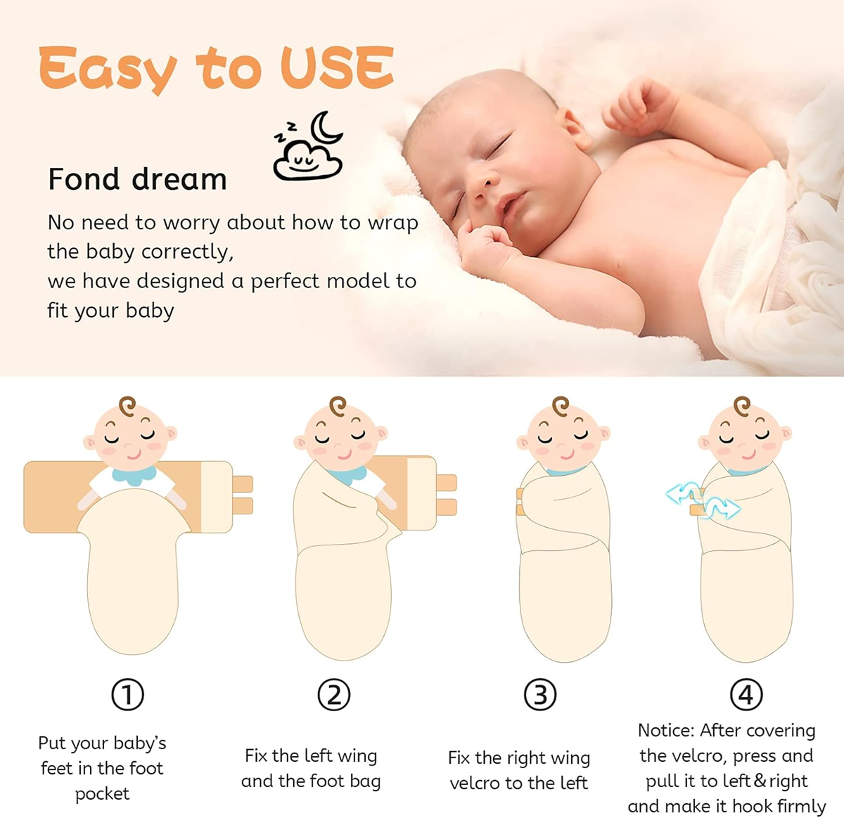 MIRACLE BABY Pucktuch Schlafsack 0-3 Monate x3