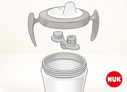 NUK Trainer Cup KUBEK NIEKAPEK serce 6 m+ 230 ml szary kubek treningowy z ustnikiem i uchwytami