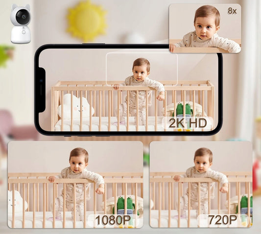 EYRIZON baby monitor elettronico telecomandato 5" 2K HD + applicazione