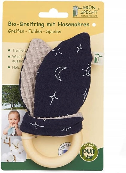 GRUNSPECHT Greifling-Beißring aus Baumwolle und Holz, 16 cm – Produktfoto 2