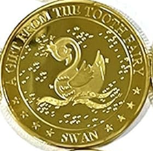 BRADOC Zahnfee vergoldete Metallmünze unter dem Kissen 4 cm SCHWAN