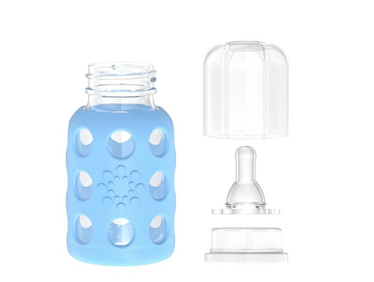 LifeFactory Glasflasche mit Hülle 120 ml 3m+ Sauger 1