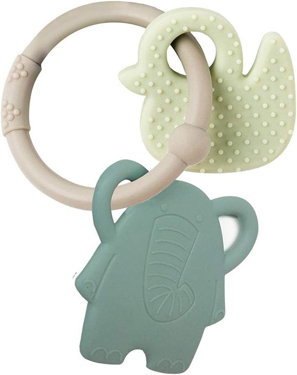 NATTOU Beißringe Silikon, 3er Set: Ring, Elefant, Ente
