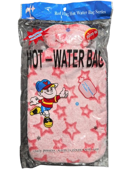 HONG Gummi-Wärmflasche 2 Liter 20 x 36 cm + Veloursbezug