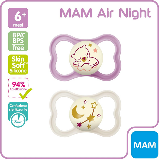 MAM AIR NIGHT chupete calmante x2 6-16m para bebés