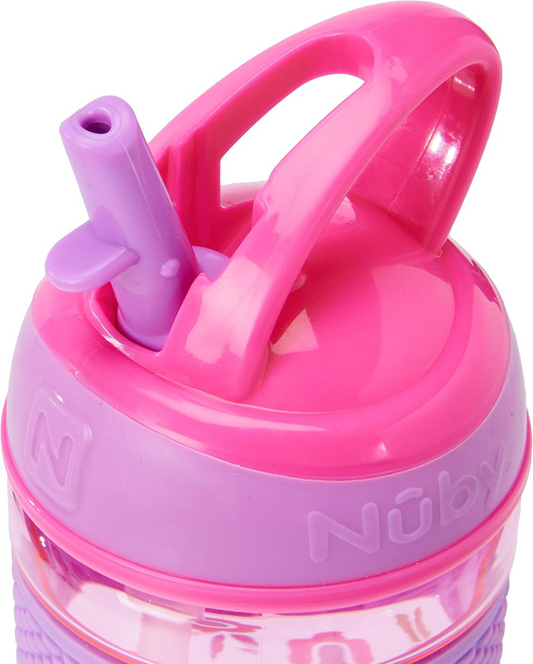 NUBY Hard Straw Cup Tritan-Trinkflasche mit Strohhalm 3l+ 360ml BLUMEN