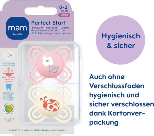 MAM Perfect START πιπίλα ηρεμίας x2 0-2 μηνών+ κουτί