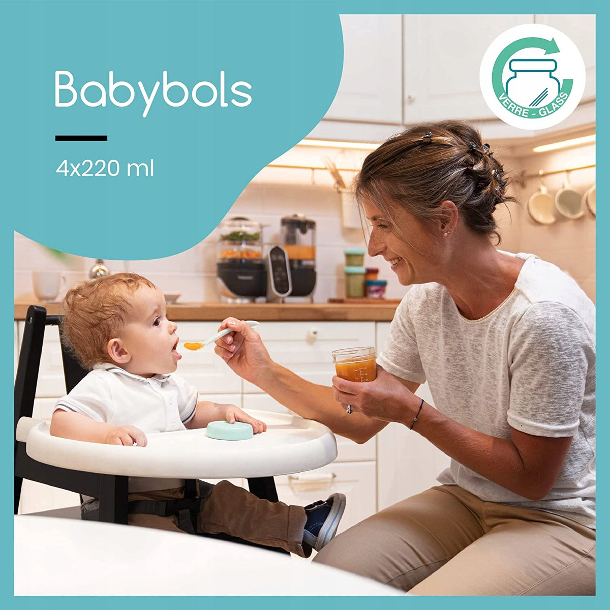 BABYMOOV Babybols recipientes de vidrio 4x220 ml para bebés