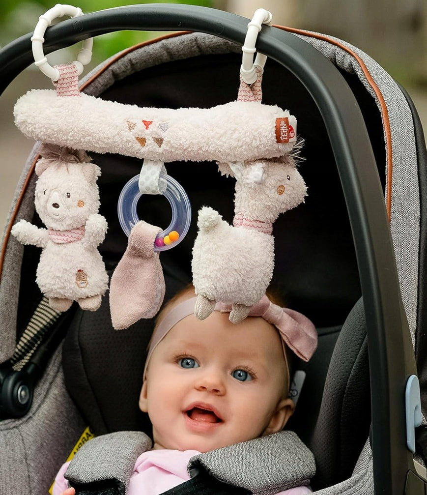 FEHN Trapezanhänger Rassel und Quietsche für Kinderwagen PERU