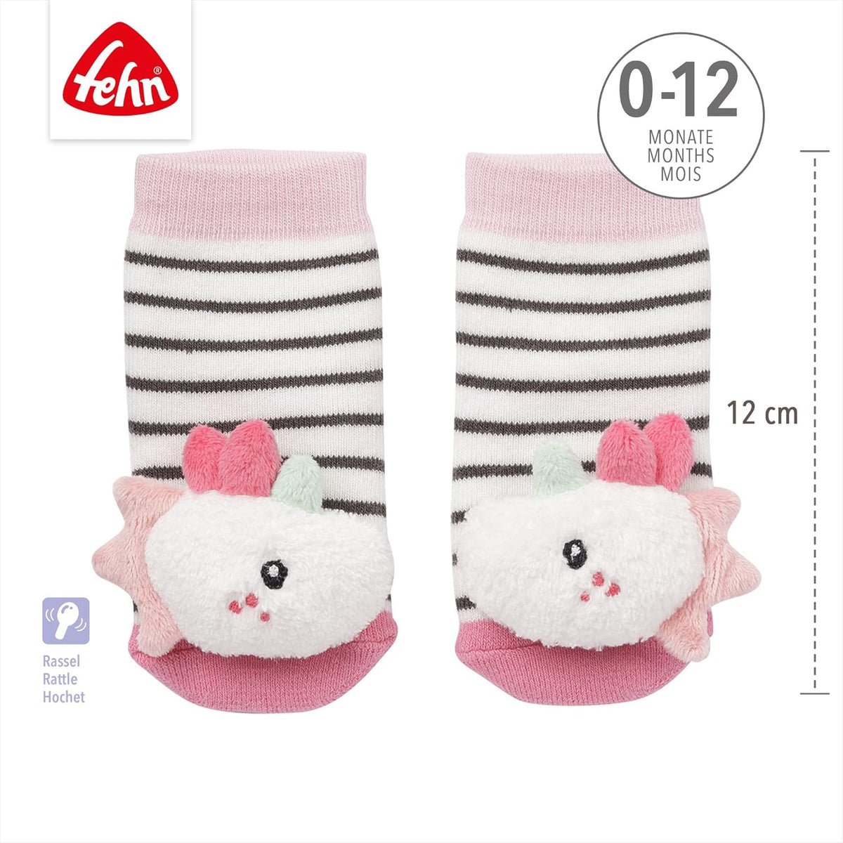 FEHN Aiko&Yuki Babysöckchen mit Rassel 0-12 Monate