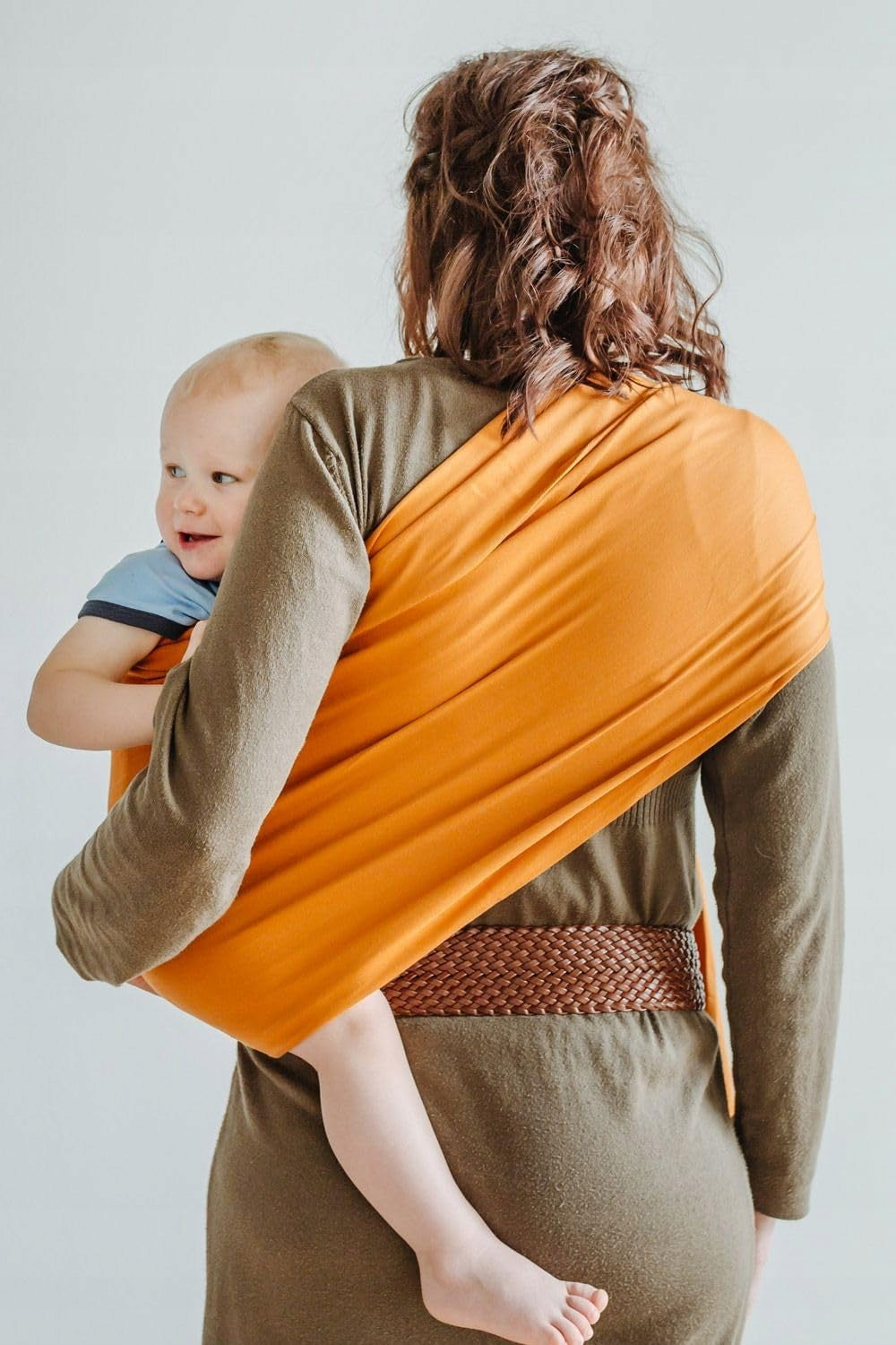 SHABANY chusta kółkowa do noszenia dziecka BAWEŁNA ORGANICZNA – pomarańczowe nosidło dla dziecka, 3-15 kg