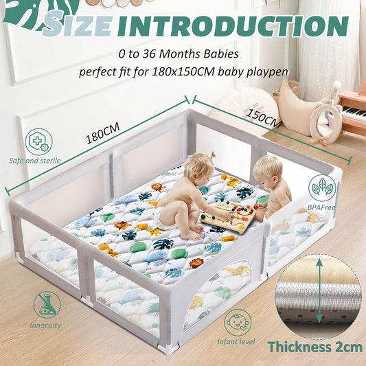 Spielmatte für Babys, rutschfeste Unterseite, 180x150