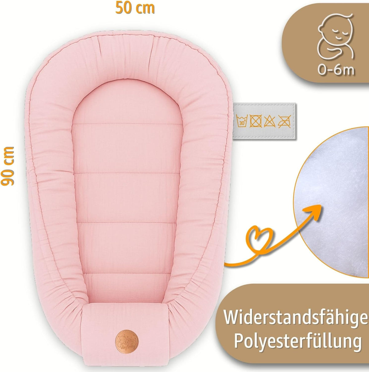 MUSSELIN-Babykokon, Babynest, 90 x 50