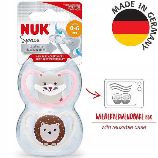 NUK Space dudlík uklidňující silikonový x2 0-6 měsíců +box