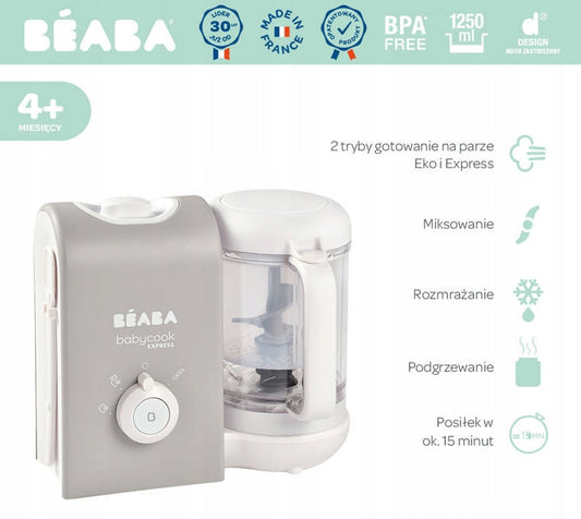 BEABA Babycook Express 4 w 1 parowar, mikser, rozmrażacz, podgrzewacz