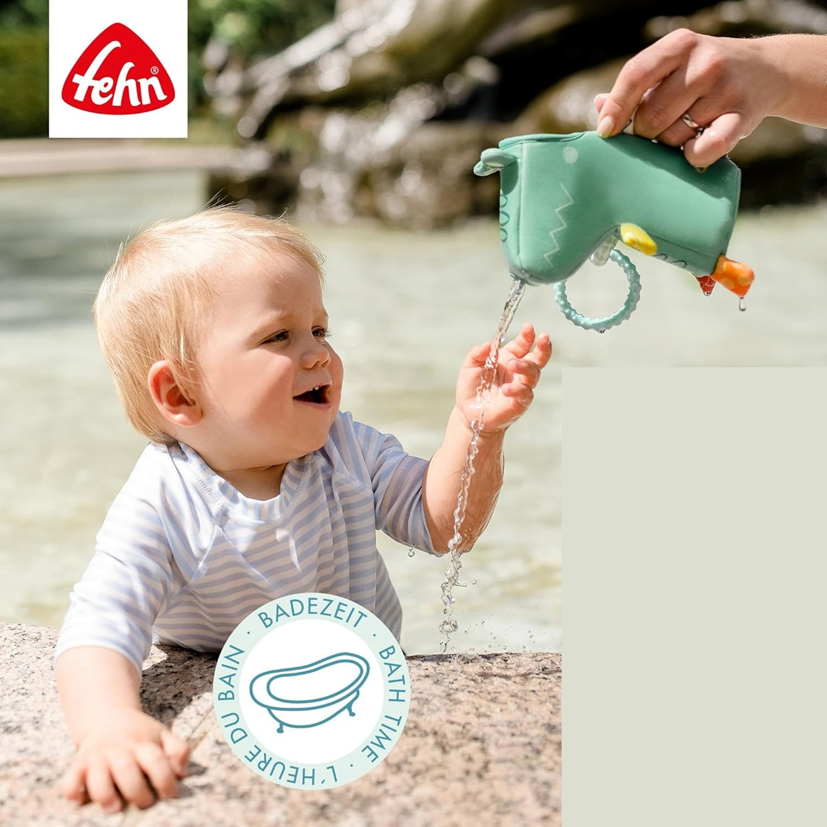 FEHN Plansch & Play Krokodil Gießkanne Badespielzeug 10 x 16 cm