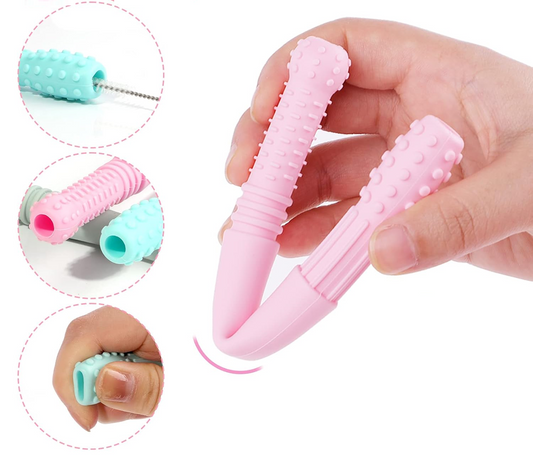 HOPTON Silikon-Massagebeißring, 3 Stück + Reinigungsbürste, 16,8 cm – Produktfoto 2