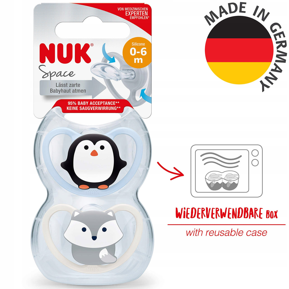 NUK Space sut silikone x2 0-6 mdr.+box