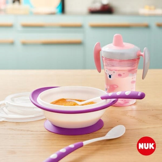 NUK Esslern-Set 6m+ Trinkbecher, Schale, 2 Löffel