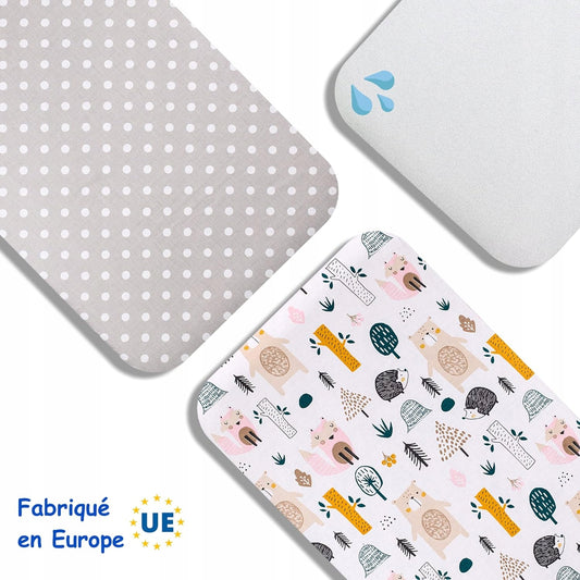 LOVELY HIPPO Spannbettlaken x2 + wasserdichte Matratzenauflage Next2Me 83X50 – Produktfoto 2