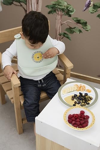 STERNTALER Silikon-Lätzchen für Kinder mit Auffangtasche Löwe Leo verstellbar