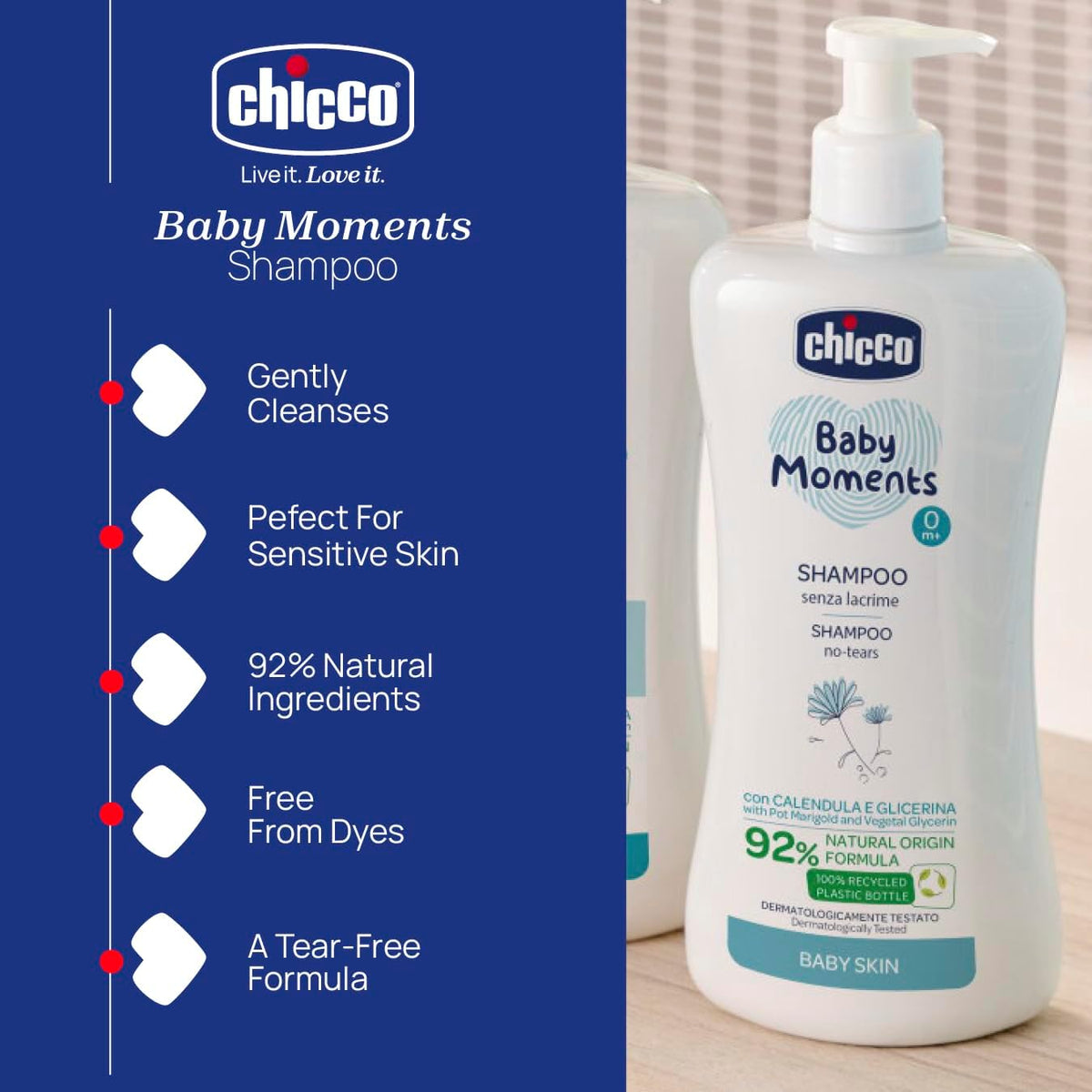 CHICCO BabyMoments Shampoo 500 ml 0m+