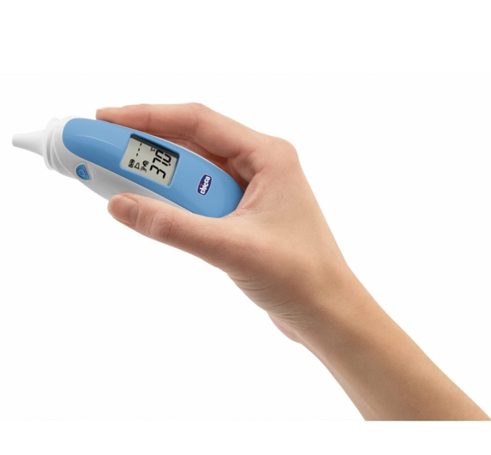 CHICCO Comfort Quick berührungsloses Ohrthermometer + 20 Kappen und Etui