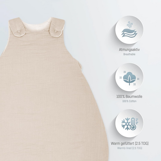 JULIUS ZÖLLNER Ganzjahresschlafsack 2,5TOG 68/74 Musselin