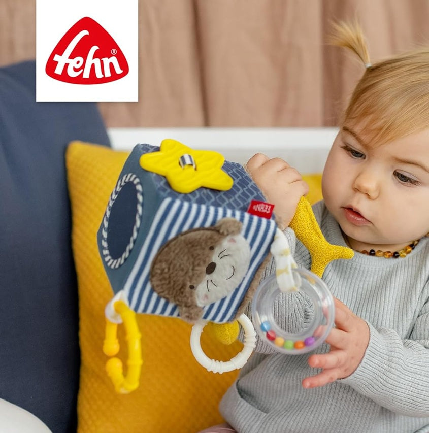 FEHN Plüsch-Kinderwagenkette, Kinderwagenanhänger, Kinderbett-Anhänger, Autositz-Anhänger 10 x 10 cm OTTER THEO