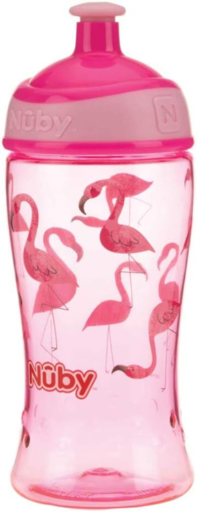 NUBY Pop-Up Sipper Tritan-Trinkflasche Becher Schnabeltasse 360 ml 3 Jahre+ FLAMINGO