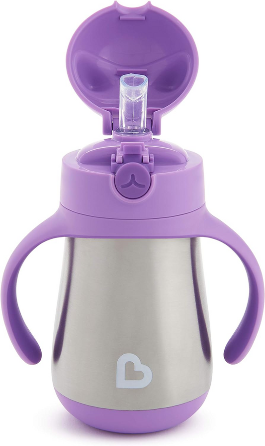 MUNCHKIN Cool Cat stainless steel straw sippy cup, 237 ml