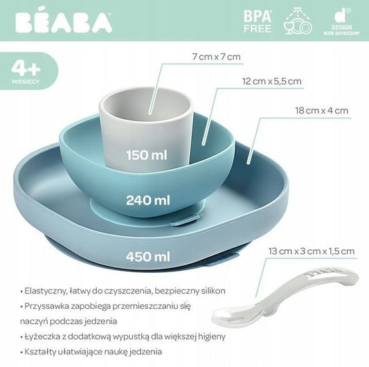BEABA Silikon-Geschirrset mit Saugnapf