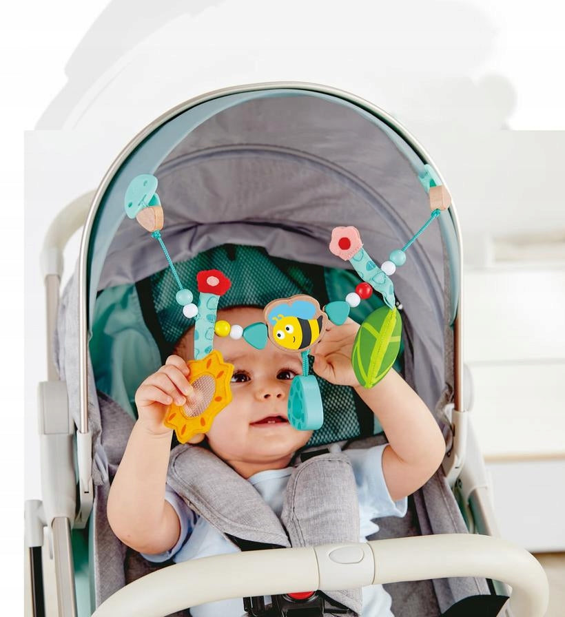HAPE drewniana zawieszka łańcuch do wózka TRZMIEL 39,5 cm, kolorowa zabawka dla niemowląt do wózka