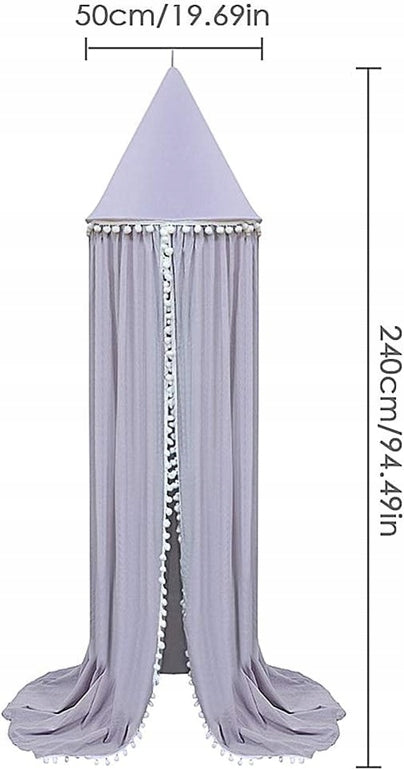 HIMMELBETT-BALDACHIN für ein Gestell mit Pompons 240cm