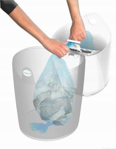 ANGELCARE Classic XL kosz na zużyte pieluchy + wkład Dress Up, biały kosz z wkładem 180 pieluch, neutralizuje zapachy