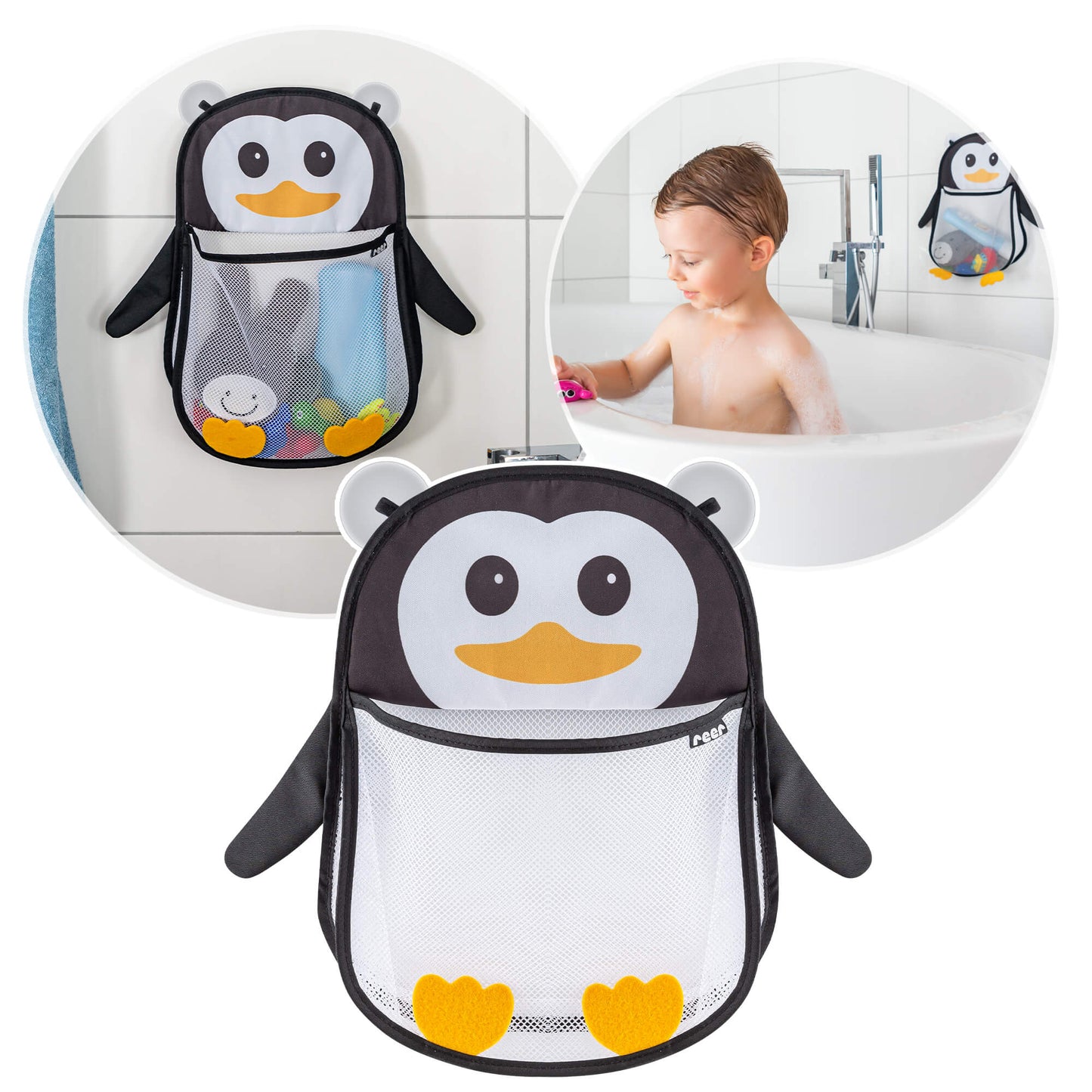 REER MyHappyPingu síťový organizér do koupelny na přísavky TUČŇÁK