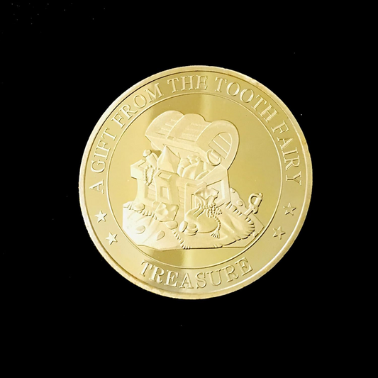 BRADOC Zahnfee vergoldete Metallmünze für unter das Kissen 4 cm SCHATZ – Produktfoto 2